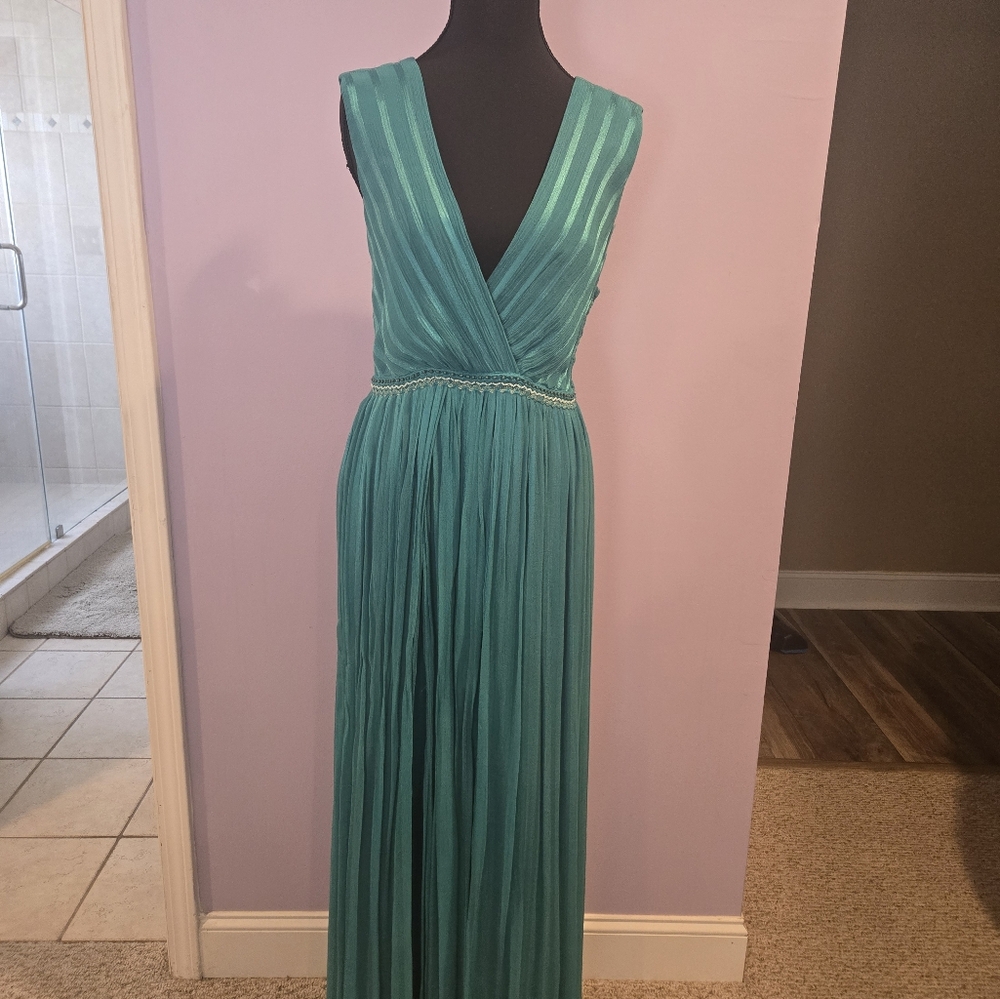 Elegant Teal Halter Maxi Dress